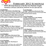 February 2012 Blazing Star Oasis schedule of events