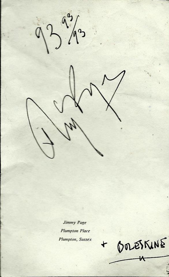 (undated) Jimmy Page to Grady McMurtry - Greeting card